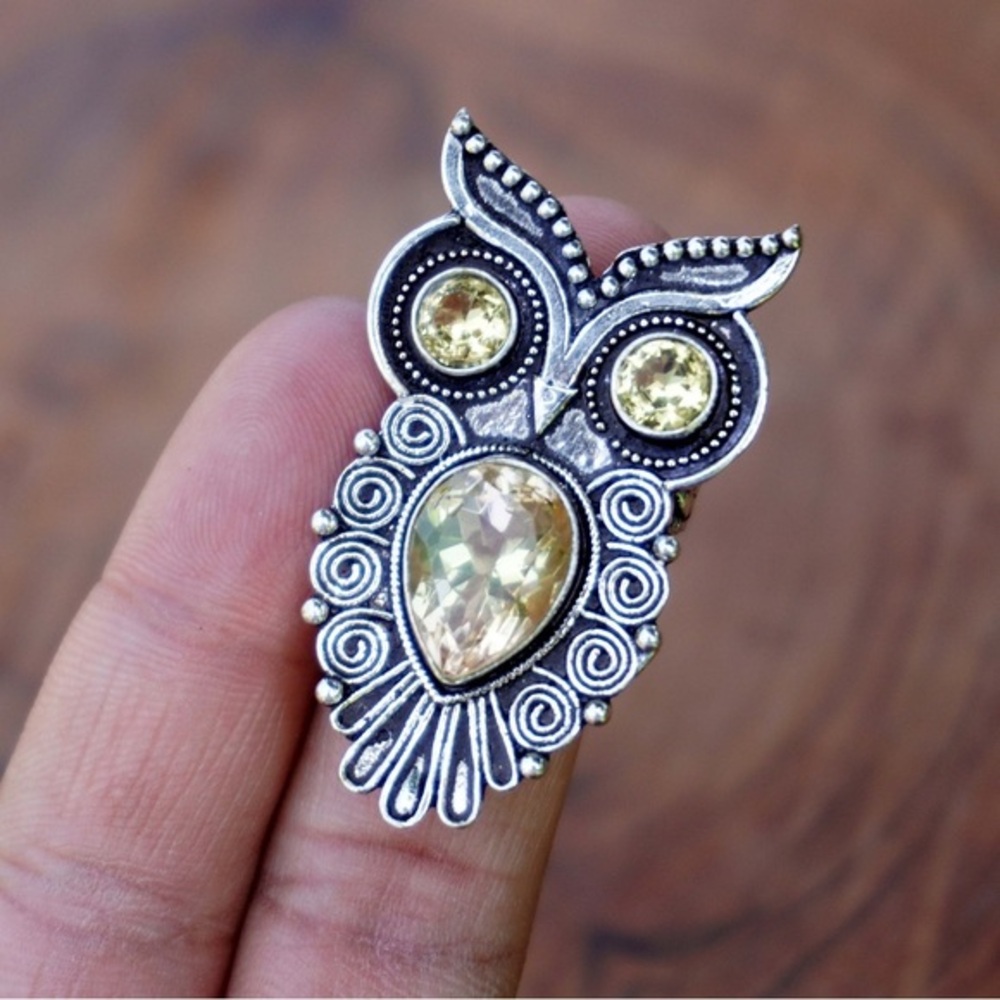 Fun Handmade Natural Citrine Cabochon Ring
